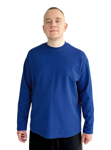 Лонгслив синий футер 2-х нитка