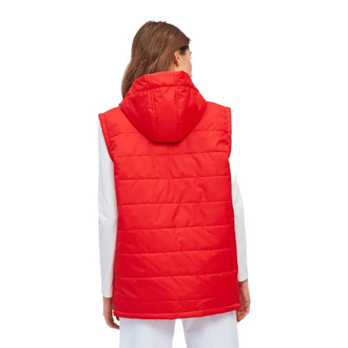 Жилет с капюшоном стежка красный