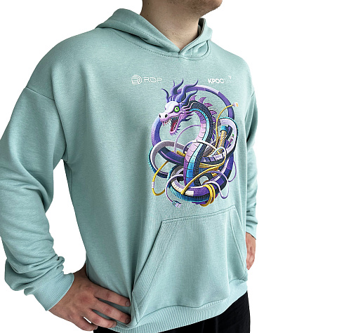 Толстовка оверсайз поразмерный бирюза