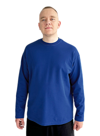 Лонгслив синий футер 2-х нитка