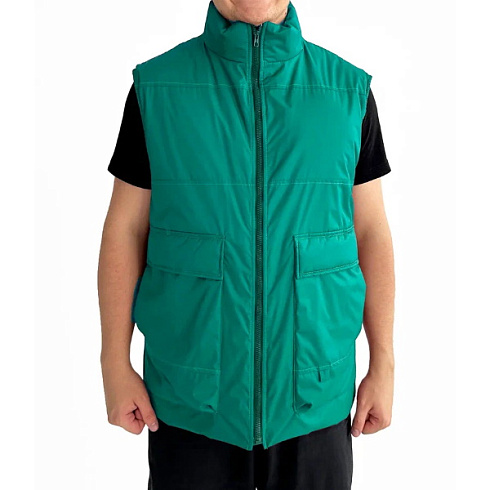 Жилет без стежки с накладными объёмными карманами бирюза